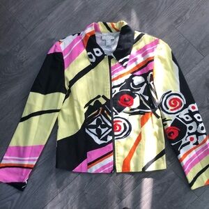 Vintage Joseph Ribkoff multi colour Abstract Print Longline jacket  size 10